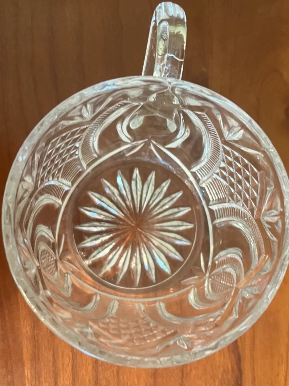 5 EAPG crystal punch cups pineapple and fan pattern